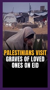 17K views · 925 reactions | Footage shows Palestinians visiting the graves of loved ones to mark Eid al-Adha as warplanes roar overhead and strikes continue across the enclave. Israel’s war on Gaza has now entered its 20th month. At least nine Palestinians were killed on the morning of Eid, including four people who were shot dead at a distribution site by Israeli forces. | Middle East Eye | Facebook