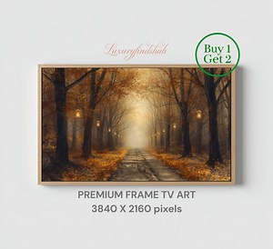 Samsung Frame TV Art, Forest Path Lanterns Frame: Cozy Autumn Landscape (digital Download) - Etsy
