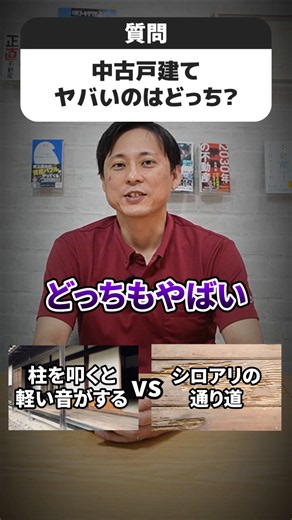 中古戸建てヤバイのはどっち！？シロアリの通り道（蟻道）発見 VS 柱を叩くとポコポコ軽い音がする #さくら事務所