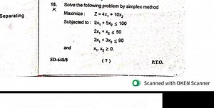 16. Solve the following problem by simplex methodSeparatingM... | Filo