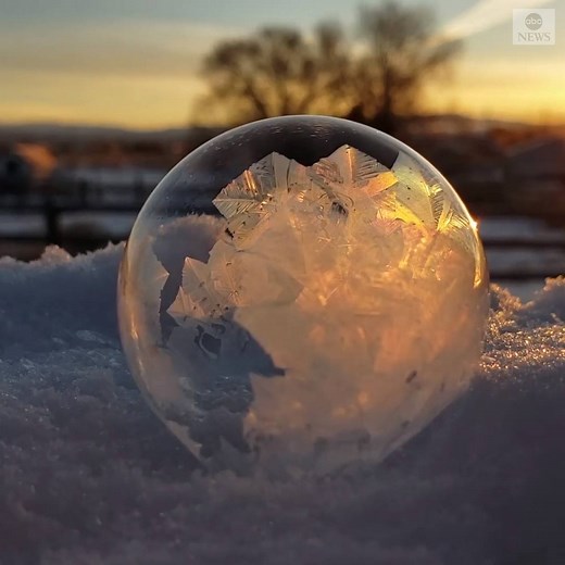 FROZEN: Mesmerizing video shows ice crystals forming instantly in a soap bubble placed in snow on a frigid day in Nevada. https://abcn.ws/2E0JzP3 | ABC News