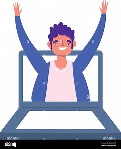 laptop with man in screen video talk isolated design icon white background vector illustration Stock Vector Image & Art - Alamy