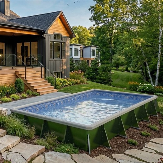 18' x 36' Rectangle DIY Semi-Inground Pool Kit With No Step