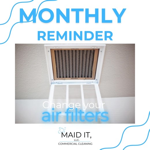 Hey cleaning bestie! Happy #MaidItMonday. Here’s your reminder to change those AC filters! This summer heat is no joke — and your air conditioner is working OVERTIME! Dirty filters don’t just trap dust — they: • Strain your HVAC system • Circulate allergens and odors • Drive up your energy bill Getting in the habit of changing filters every 1–3 months keeps your space cooler, cleaner, and more breathable. Pro tip: Mark the 1st Monday of each month for small upkeep tasks like this. Your future se