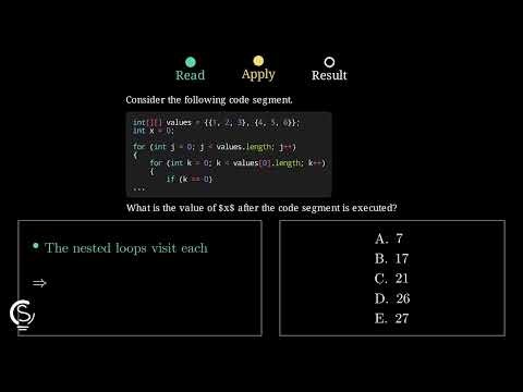 2020 AP CSA MCQ Question 19 - 2D Array Traversal and Modification