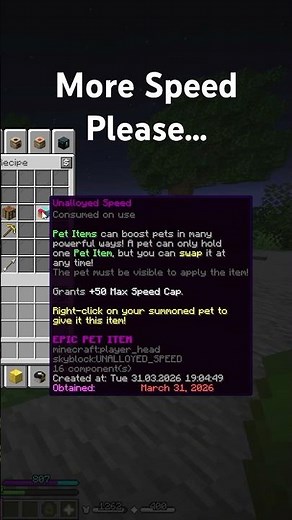 The Maximum Speed in Skyblock is about to get A Bit Higher... #hypixelskyblock #minecraft