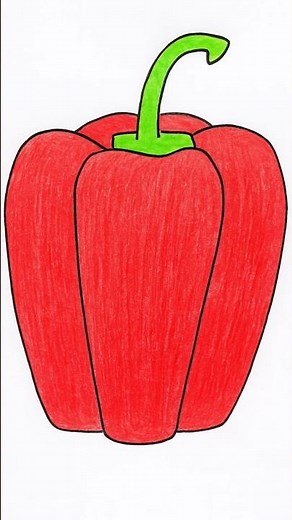 Easy Bell Pepper Drawing with Colored Pencils 🫑✨