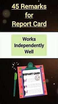 Report Card Remarks for Students #foryou #reportcard #progressreport #resultcard #school #result