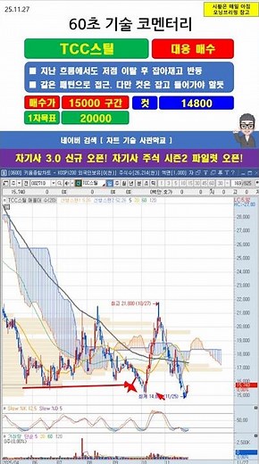 [60초 코멘터리] #TCC스틸 주가 매매 전략 251127