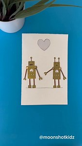 DIY “Robotic love” interactive craft. Easy and fun paper circuit project for beginners. You will need: - Interactive LED sticker by Chibitronics - Conductive fabric tape by Chibitronics - Coin cell battery 3v (CR2032) - Reed Switch (normally open) - Magnet - Paper - Tracing paper - Markers Warning: this project should be done under adult supervision. ©️ @Moonshotkidz – All rights reserved. Reproduction, distribution, or use of this artwork and video without permission is prohibited. For licensin