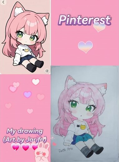 I drew a cute chibi in sitting pose #drawing #cute #chibi #sitting #pose #jarifaarts #art 💗💗💗💗💗💗