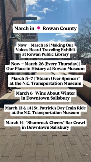 Original spring plans, made easy. 🌸 March in 📍 Rowan County is packed with the kind of moments that make you want to get out and explore - wine strolls, train rides, block parties, family festivals, Easter fun, and something happening almost every weekend. Whether you’re planning a quick day trip or looking for a reason to turn your calendar into an adventure, this is one of the most vibrant times to visit. 📅 ✨ Find the full list of March events and start planning on our blog! 🔗 Link in bio.