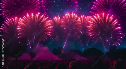 Fireworks illuminating the night sky in vibrant bursts of color, celebrating Independence Day across the United States