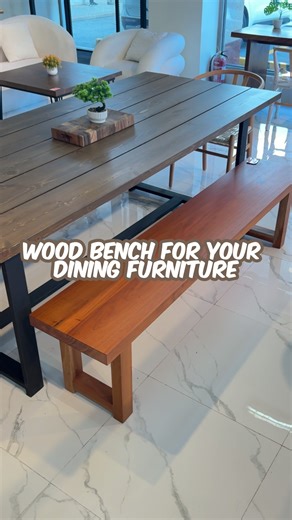 Wood Bench for your dining set up! Pick one and match it up. #woodbench #diningsetup #grainsfurniture #ToGodBeTheGlory | Grains Furniture