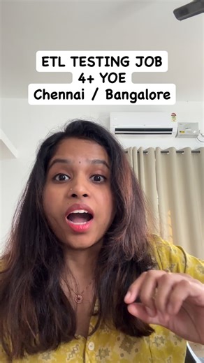 Sreenidhi Rajakrishnan | QA Careers | Automation Mentor on Instagram: "ETL Testing Job from TCS. Post in past 1 hour. Chennai/Bengaluru locaiton!"