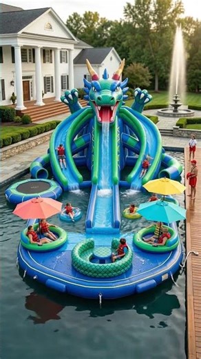 The ULTIMATE Giant Dragon Water Slide! 🐉