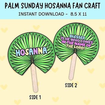 Palm Sunday Holy Week Hosanna Craft Fan, Sunday School Coloring Page Activity