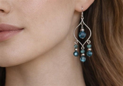 Handmade Turquoise Glass Jewelry Set | Boho Chandelier Necklace, Earrings & Bracelet - Etsy