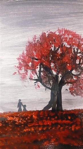 easy red canvas art #art #youtube #painting #short