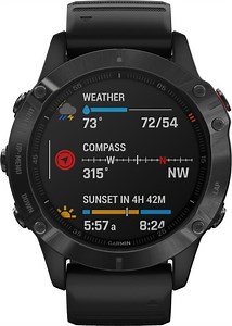 Garmin Fenix 6 Pro Stainless Steel 47mm Αδιάβροχο Smartwatch με Παλμογράφο (Black with Black Band)