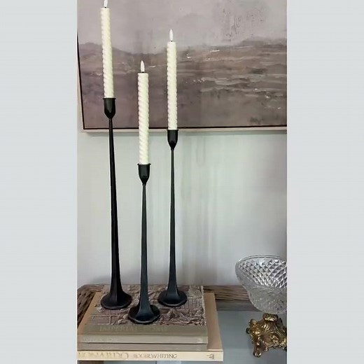 Tall Taper Iron Candle Holders, Set of Three