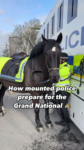 Ever noticed the police horses leading in the Randox Grand National winner after the race? 🤔 This happens every year at Aintree and we joined them on their trial run ahead of the big race next week 🙌 #horseracing #horsesofinstagram #grandnational | Aintree Racecourse