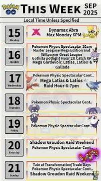 Pokémon GO Weekly Guide | Raids, Spotlight Hour & Bonuses Sept 15–21
