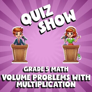 Volume Problems with Multiplication QUIZ SHOW Math Game - No Prep Grade 5 Review