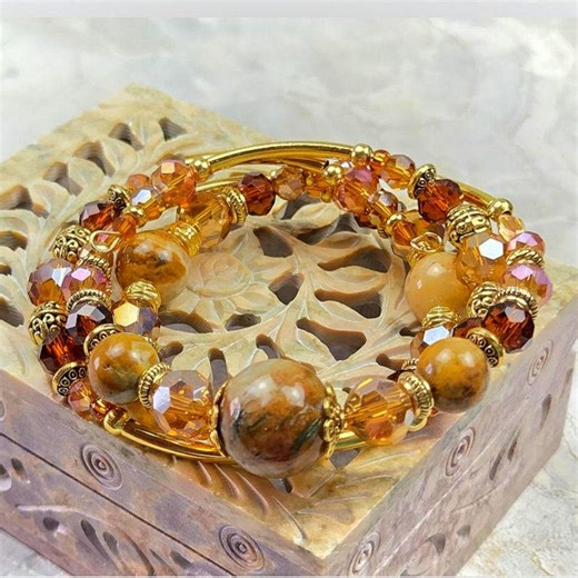 Yellow-gold, Adjustable, 3-coil Memory Wire Bracelet, Custom Orders Available - Etsy