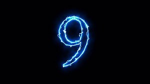 Download 9 Glowing Neon Blue Numbers for free