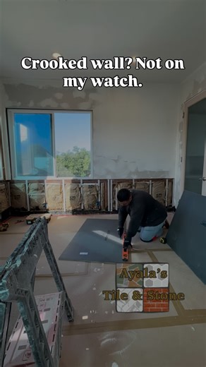 Ayalas Tile and Stone on Instagram: "I had to fix this first or the measurements would’ve been all over the place. The wall wasn’t straight, so I marked it out, cut it, put in Hydro Block and sealed everything up. Cleaned up the metal with the Dremel, and now the wainscoting is straight, even, and clean. Little stuff like this is what makes everything line up. #tiles #wainscoting #contractor #southbay #tiledesign"