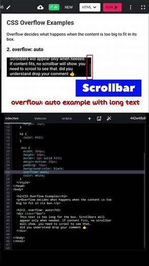 overflow auto in css | overflow in css #css #coding #shorts #html | Code Alchemy
