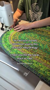 152K views · 2.7K reactions | I had a lovely afternoon sewing this beautiful rug. Such rich green shades with gorgeous prints! #SewHeatherSews #HeatherMakes #jellyrollrug #sewingtutorial #jellyroll #learntosew #sew #NorthernIreland #uk | Sew Heather Sews | Facebook