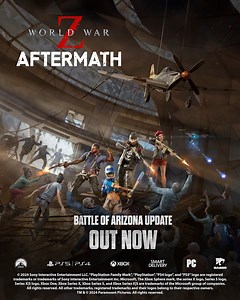 The new “Battle of Arizona” update is available NOW in World War Z: Aftermath! 🧟 INTRODUCING: 🆕 FREE Massive Horde Mode XL Map 💀🌵 🆕 Desert Defenders Premium Weapons Pack 🔪🔫 🆕 FREE Pickups - Improving Bags 💪🔥 🆕 FREE Class Swapping in Horde Mode and Horde Mode XL 🔄⚔️ 🆕 FREE Custom Player Portrait Frames 🖼🏆 Take the war against the swarms to new extremes! Check out the full details in the patch notes: https://support.saber.games/hc/en-us/articles/26580725096721-July-11-2024-Patch-Not