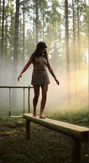 Primitive woman builds a natural playground. #shorts