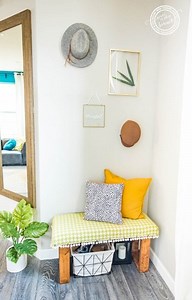 Easy DIY Upholstered Bench (No Sew) | NEVER SKIP BRUNCH by Cara Newhart