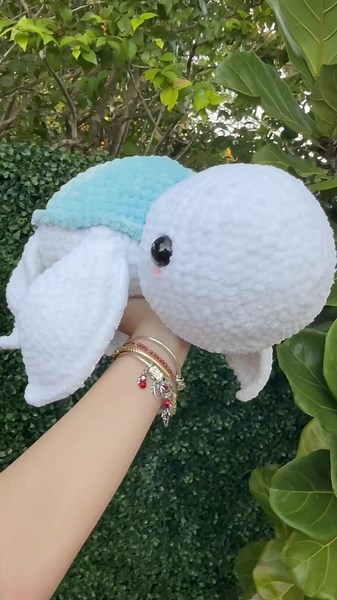 Crochet jumbo turtle 🐢🤍🩵 Pattern by : @Genna | CrochetByGenna #fyp #crochet #turtle #fypシ #fypシ゚viral
