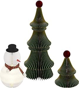 Foldable Small Christmas Tree with Snow Man, Eco Friendly Christmas Tree for Home Decor