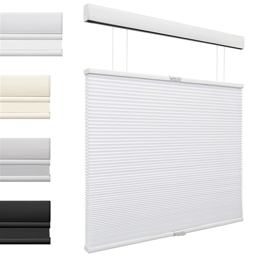 MiLin Top Down Bottom Up Cordless Cellular Shades Color-Matched Cellular Blinds for Windows Honeycomb Design Blinds Shades (Light Filtering White, 31 1/2" W X 48" H)