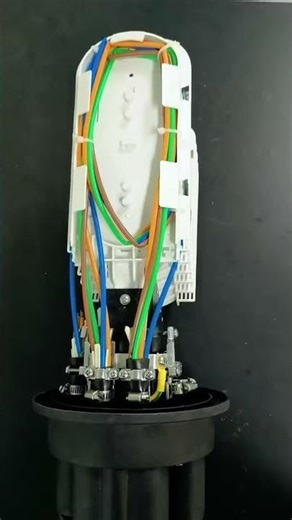 Fiber Optic Splice Closure, with fiber cable installed, ready for sealing performance testing