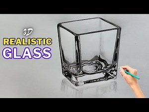 Drawing a Realistic 3D Glass with Pencil | Step-by-Step Tutorial | Glass Sketching | Easy Drawing
