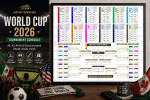 Calendario dei Mondiali 2026, stampabile e completamente modificabile, tabella delle partite di calcio, risultati dei Mondiali 2026, calendario della Coppa in formato PDF. - Etsy Italia