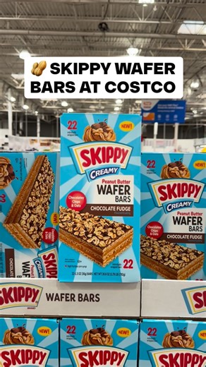 🥜 NEW Skippy Wafer Bars are at Costco! These peanut butter & chocolate fudge wafer bars are seriously addicting 😍 They’re topped with chocolate chips and oats making them crunchy, creamy, and perfect for snacking — 22 count box for $10.99! #Costco #peanutbutter | Costco Buys