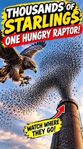 A Giant Raptor Attacks a MASSIVE Starling Murmuration… Then THIS Happens!