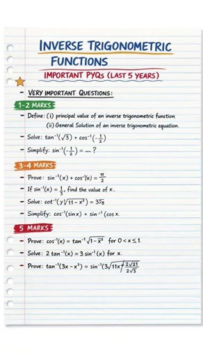 Inverse Trigonometric Functions PYQs 🔥 Last 5 Years | Class 12 Boards#shorts#viral