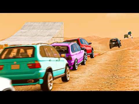 BeamNG.drive: Colorful BMW Cars vs Leap of Death | Epic Falls & Crashes