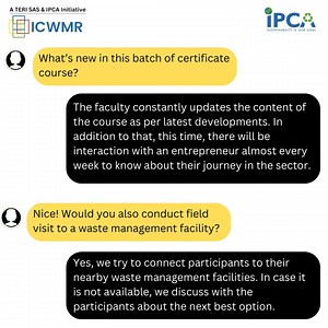 The last date to enroll in the Certificate Course on Entrepreneurship in Solid Waste Management offered by ICWMR, TERI SAS is approaching soon. Entry will be on a first-come-first-served basis. So please do not wait for the last date, register now!! For more information - https://icwmr.terisas.ac.in/index.php/certificate-course-on-entrepreneurship-in-solid-waste-management To register - https://forms.office.com/r/3gNXXikXUE #solidwaste #solidwastemanagement #entrepreneurship #training #capacityb