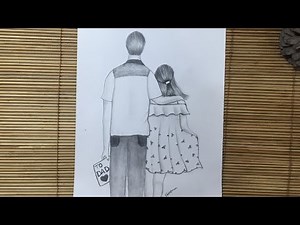 Father's Day Drawing // How to draw father and daughter easy pencil sketch drawing