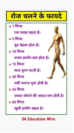 रोज चलने के फायदे #shorts #gk #gkinhindi #gs #generalknowledge #viral #trending #ytshorts #ssc #rrb