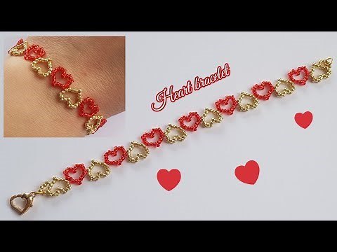 💖Heart bracelet/Lovely hearts bracelet/How to make beaded bracelet/Handmade jewelry/Diy Beading